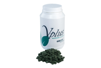 Vplus Family nutritional supplement bottle with green whole-food tablets